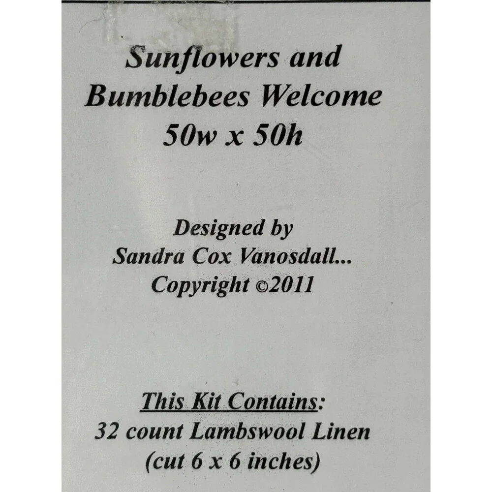 Sweetheart Tree Sunflowers Bumblebees Welcome Cross Stitch Kit Linen Beads 2011